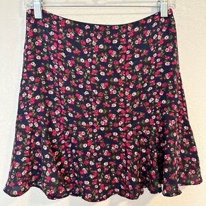 Navy Floral Mini Skirt Medium